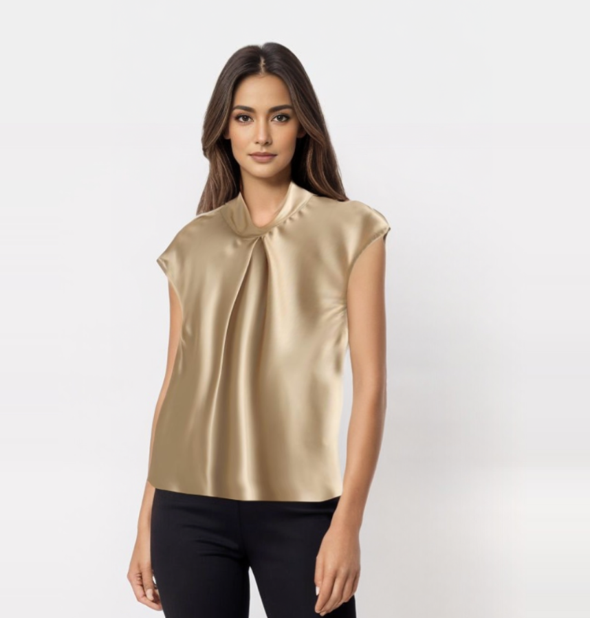 Lyrana | Elegant Satin Sleeveless Blouse