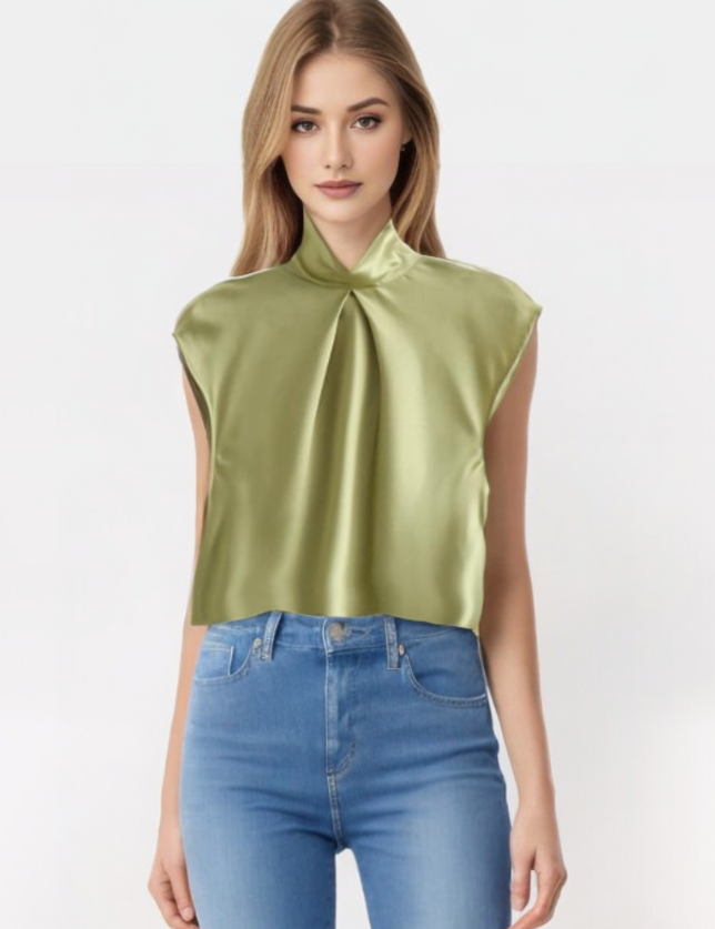 Lyrana | Elegant Satin Sleeveless Blouse