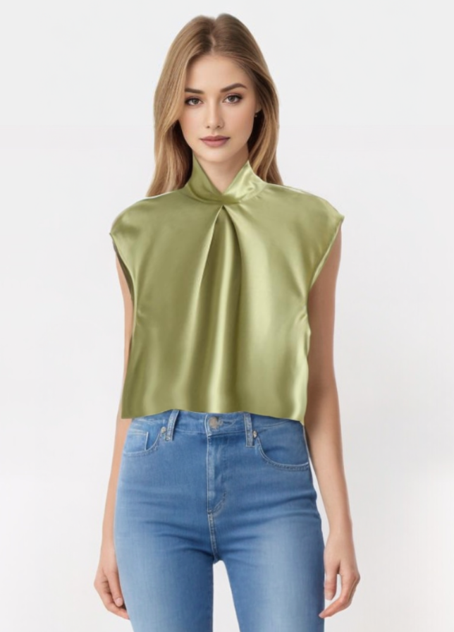 Lyrana | Elegant Satin Sleeveless Blouse