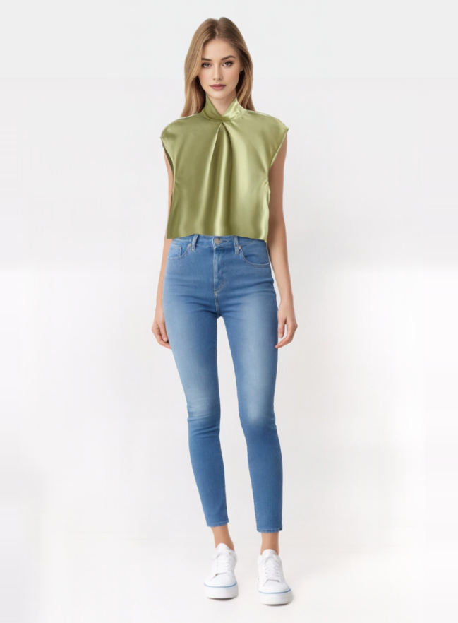 Lyrana | Elegant Satin Sleeveless Blouse