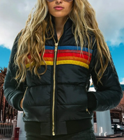 Karina | Stylish Retro Winter Jacket for Women with Striped Pattern