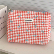 Chloe | Charming Checked Makeup Bag Set with Bow Design