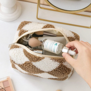 Jazmine | Checkered Soft Plush Makeup Bag