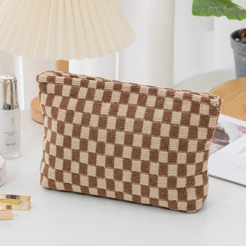 Ruthie | Checked Aesthetic Makeup Pouch