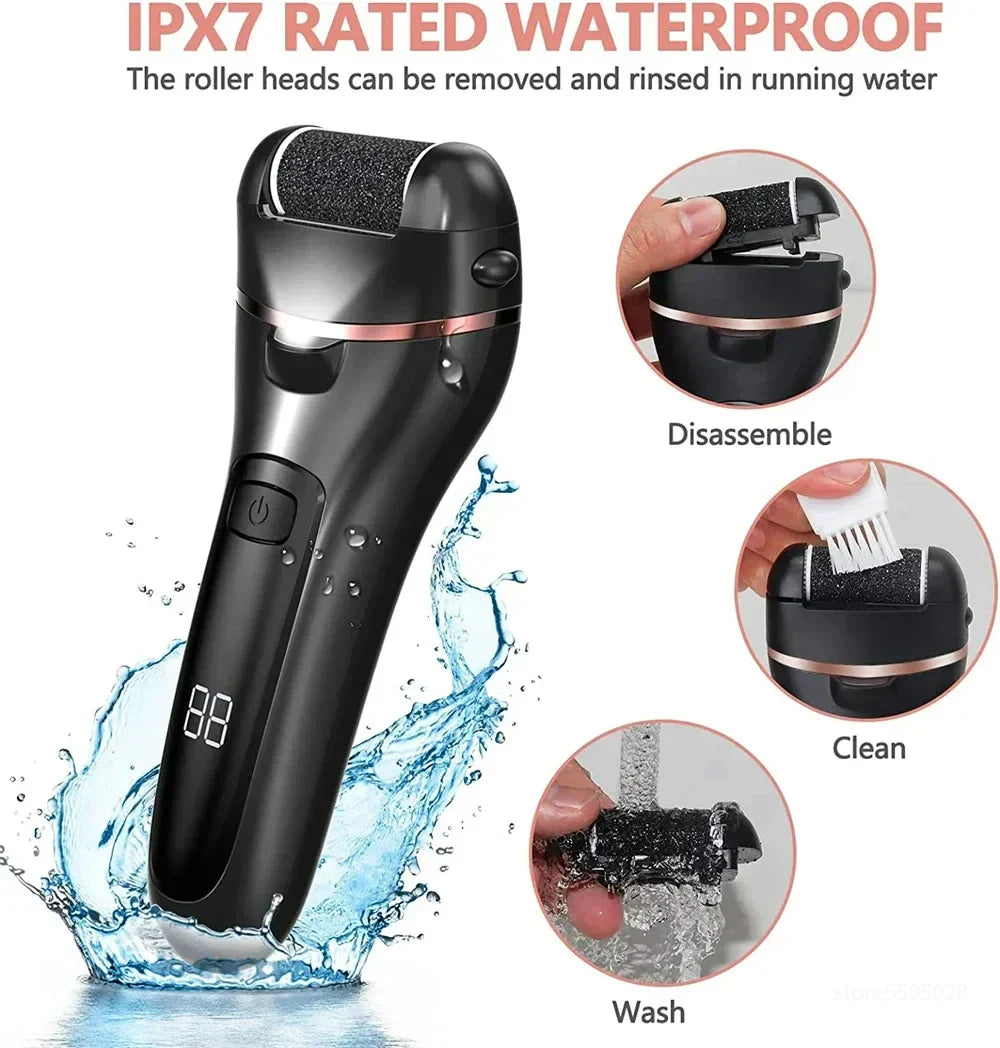 Waterproof electric foot exfoliator