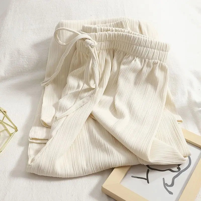 Allie| Vertical Stripe Drawstring Casual Trousers