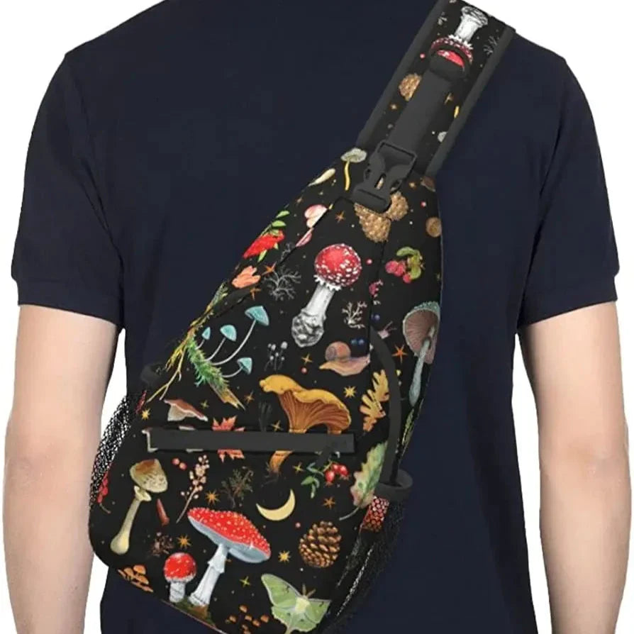 Via | Mushroom Pattern Sling Bag with Multiple Pockets