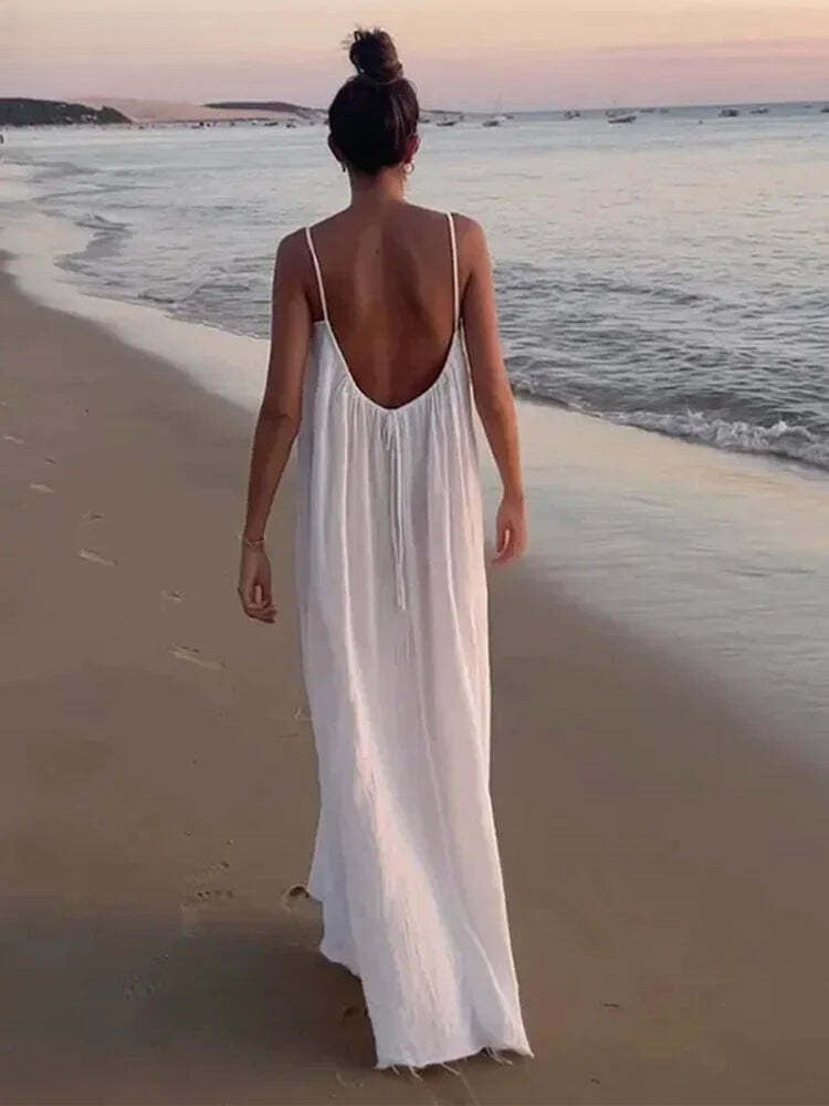 Lily | Loose Backless Sling Long Dress