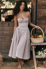 Talum | Chic Sleeveless Midi Sun Dress With Corset Fit