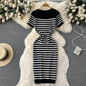 Adeline | Knitted Striped Beach Dress