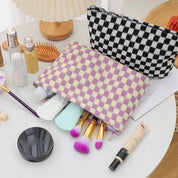Ruthie | Checked Aesthetic Makeup Pouch
