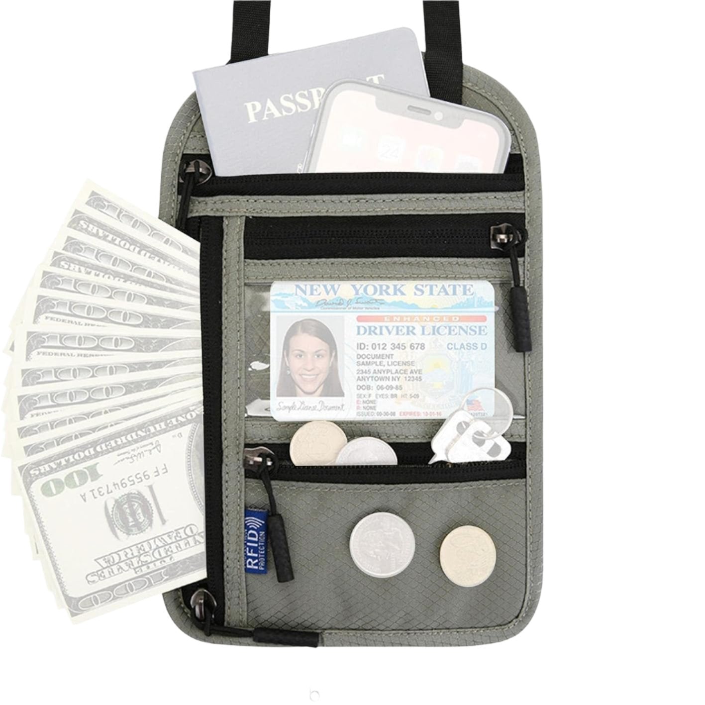 Zaylee | RFID-blocking travel neck wallet