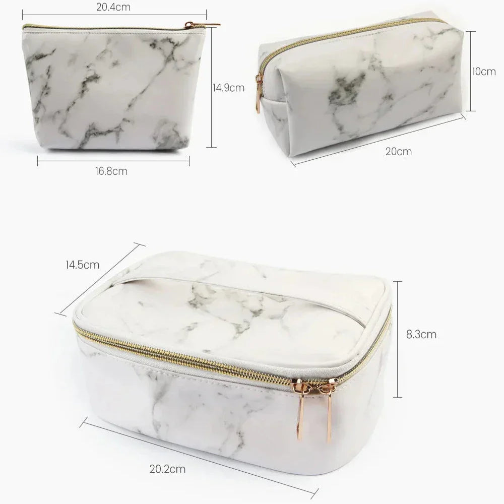 Lilyana | Marble Elegance 3-in-1 Cosmetic Makeup Travel Bag Set