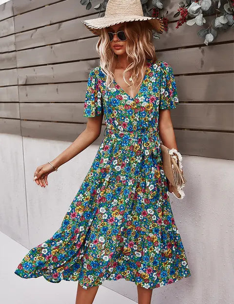 Elisa | Floral Print Loose-Fitting Dress