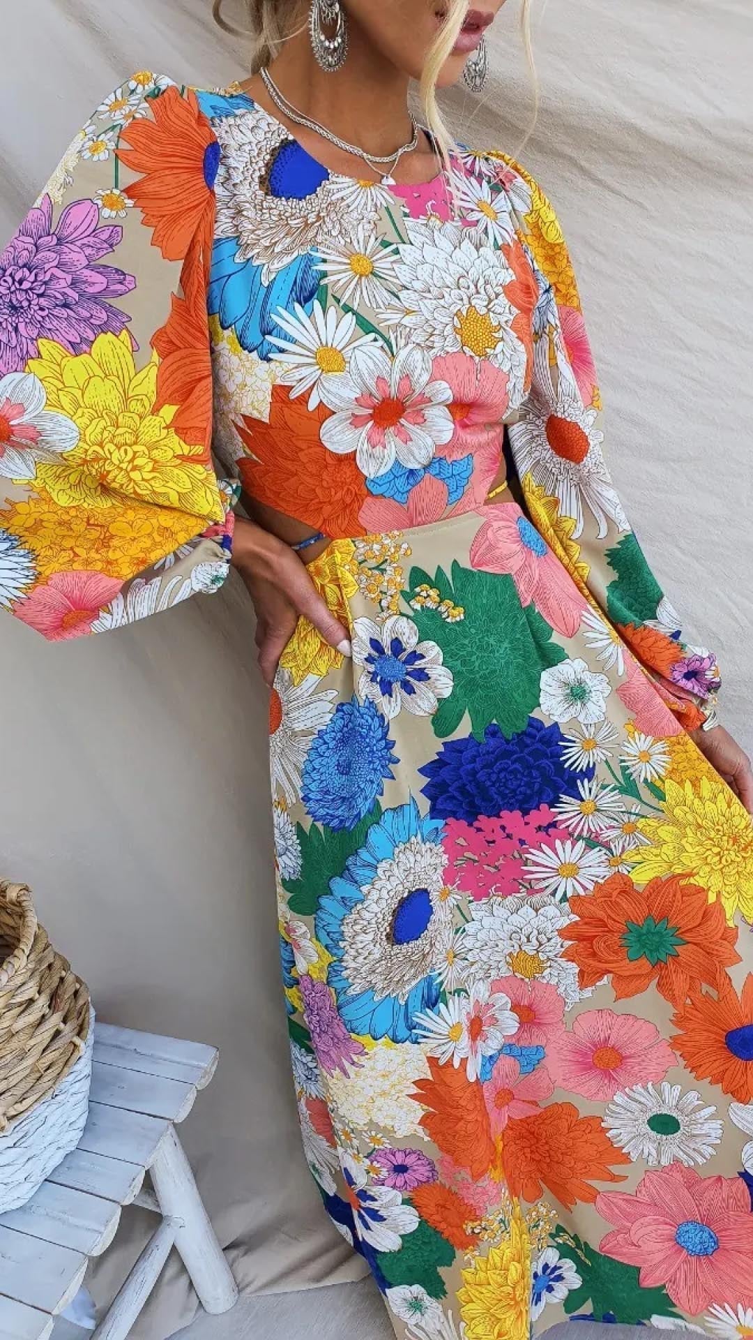 Maxi dress with floral print - Floral