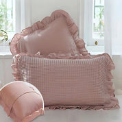 Waffle Weave Cotton Pillowcases with Ruffle (2PCS)
