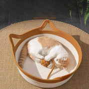 Hand -woven cotton rope bed for cats - Cozynest