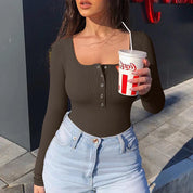 Chic Olive Ribbed Long Sleeve Bodysuit for Effortless Style