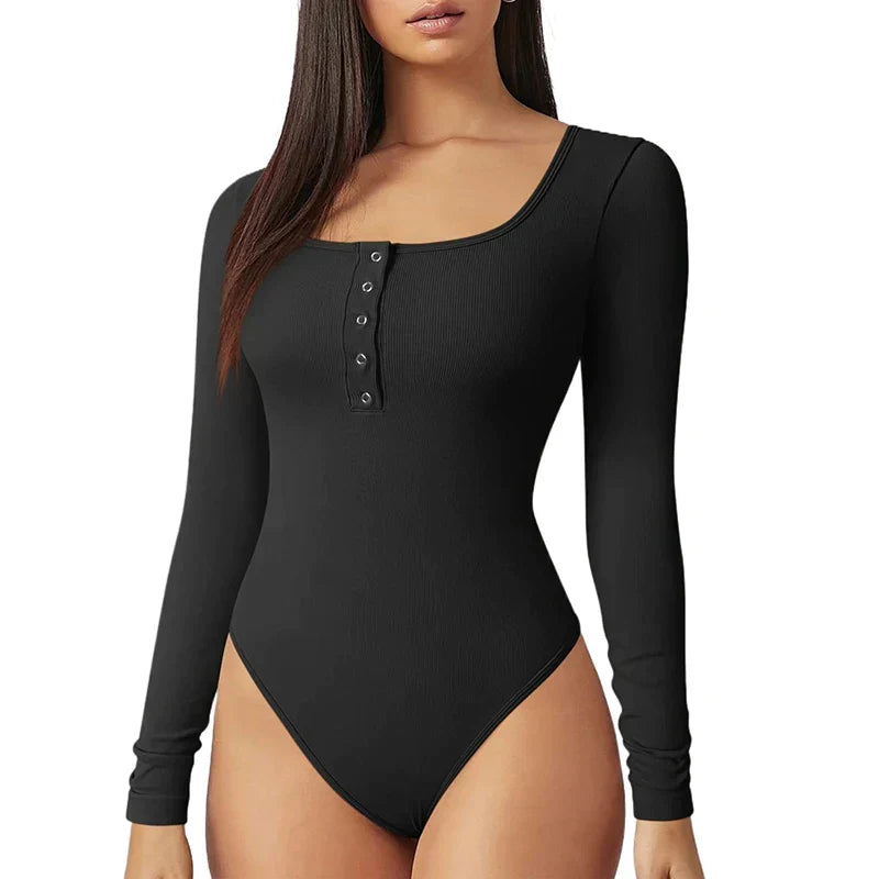 Chic Olive Ribbed Long Sleeve Bodysuit for Effortless Style