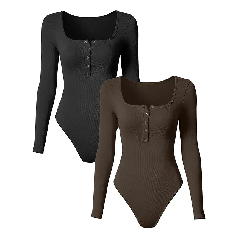 Chic Olive Ribbed Long Sleeve Bodysuit for Effortless Style