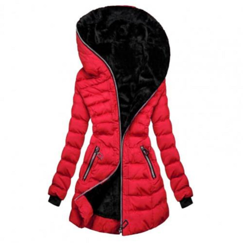 Women's zipper buffer long arm jacket | Hood-3