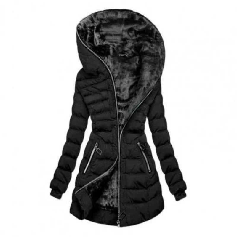 Women's zipper buffer long arm jacket | Hood-4
