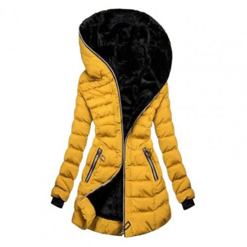 Women's zipper buffer long arm jacket | Hood-2