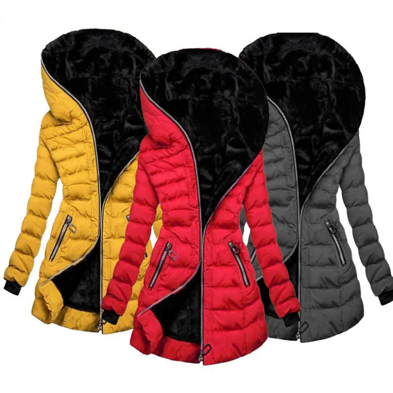 Women's zipper buffer long arm jacket | Hood-5