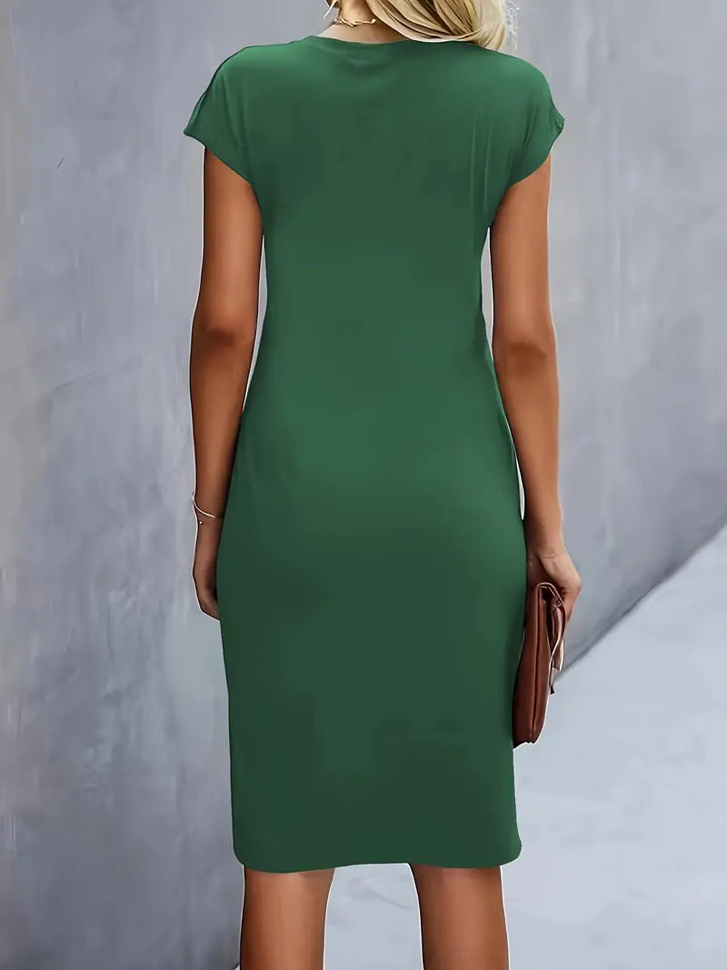 Aria | Flattering Fit Midi Dress with Front Knot Design