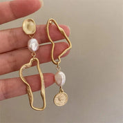 Everly | Unique Gold Accent Pearl Earrings