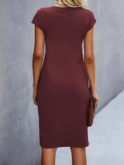 Aria | Flattering Fit Midi Dress with Front Knot Design