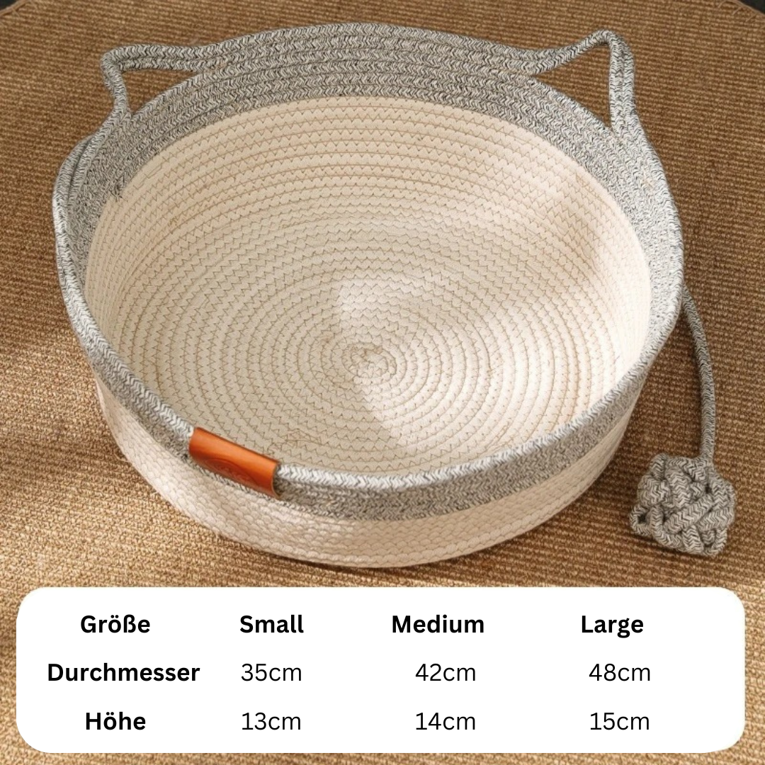 Hand -woven cotton rope bed for cats - Cozynest