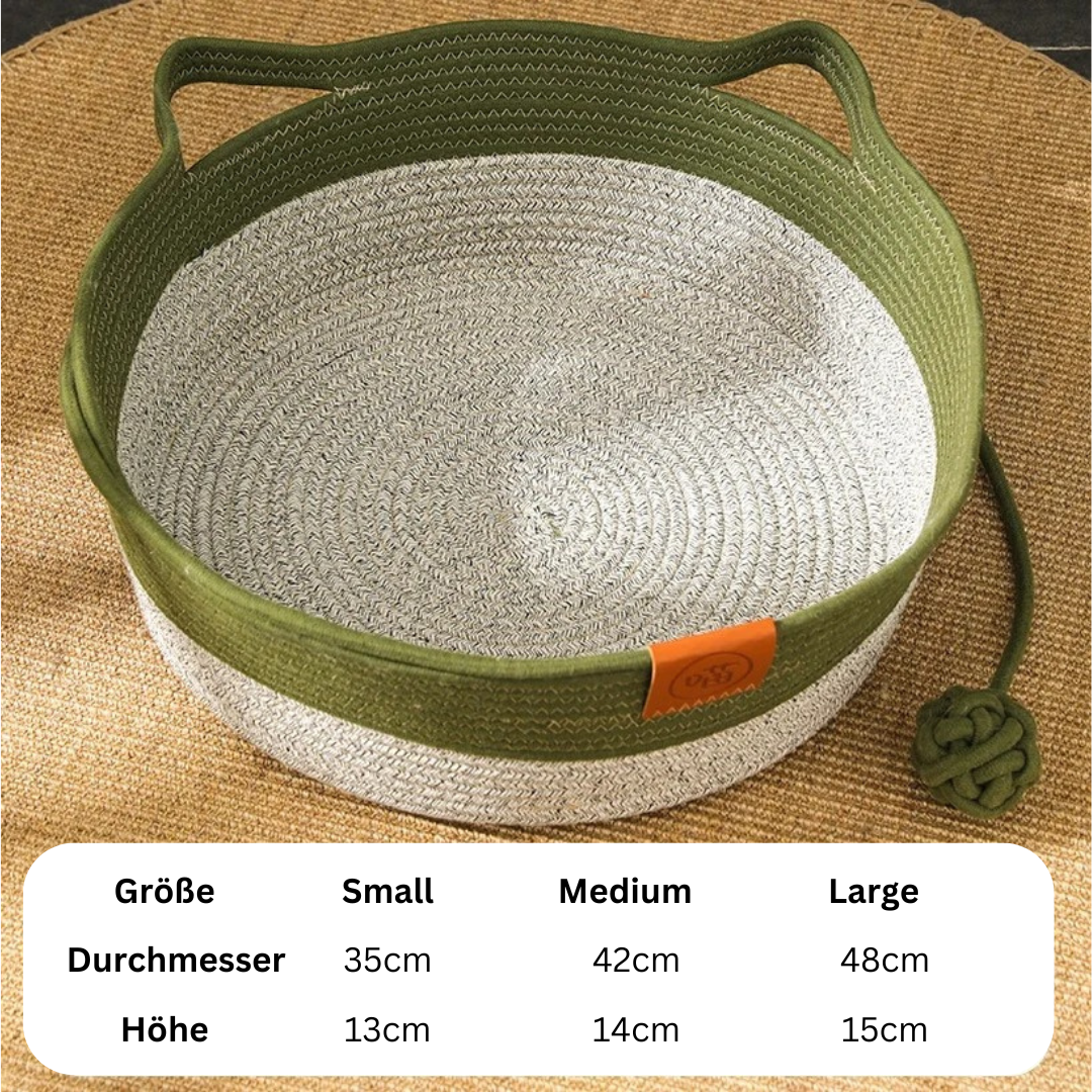 Hand -woven cotton rope bed for cats - Cozynest