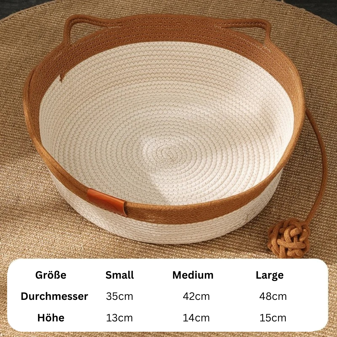 Hand -woven cotton rope bed for cats - Cozynest