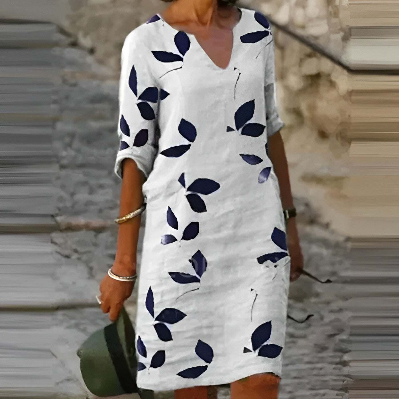 Lidia | Leaf Print Summer Dress