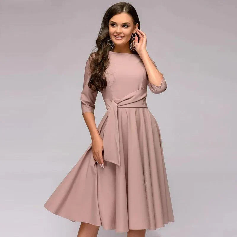 Violett |  Elegant Midi Dress wih Bow