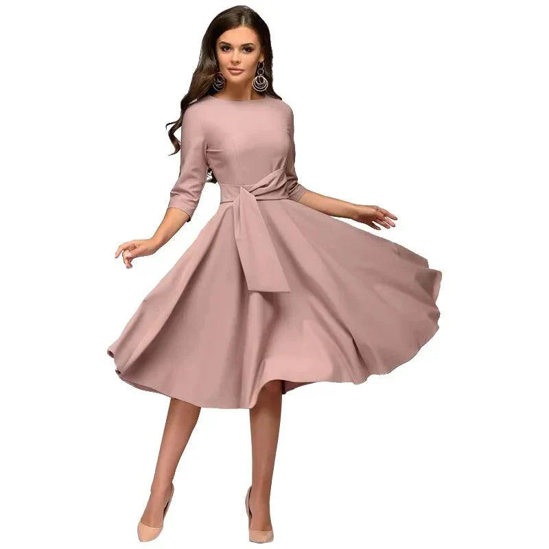 Violett |  Elegant Midi Dress wih Bow