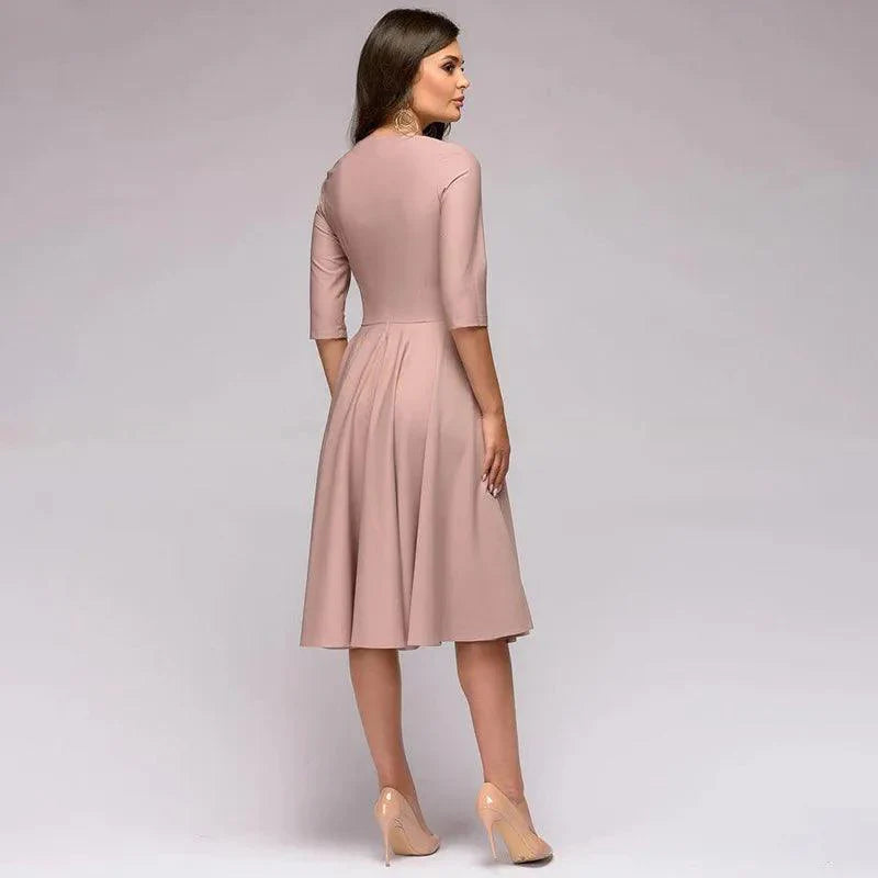 Violett |  Elegant Midi Dress wih Bow