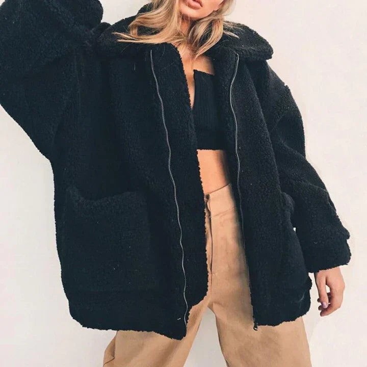 Luna | Cozy Women's Fleece Jacket with Wide Collar – Perfect for Winter Days
