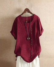 Kelly | Short-sleeved Blouse with Round Neckline
