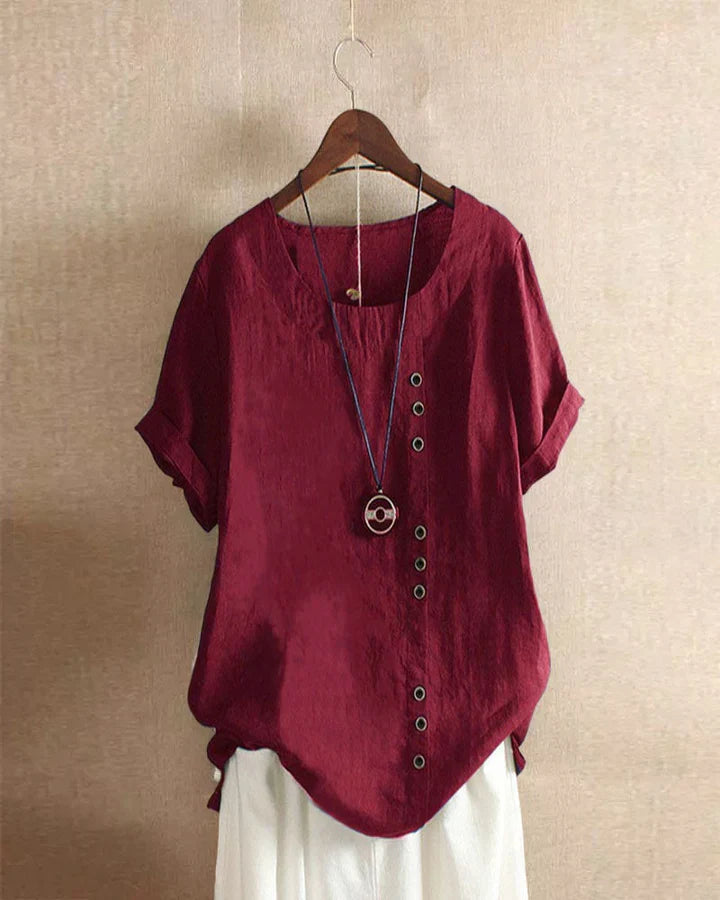 Kelly | Short-sleeved Blouse with Round Neckline