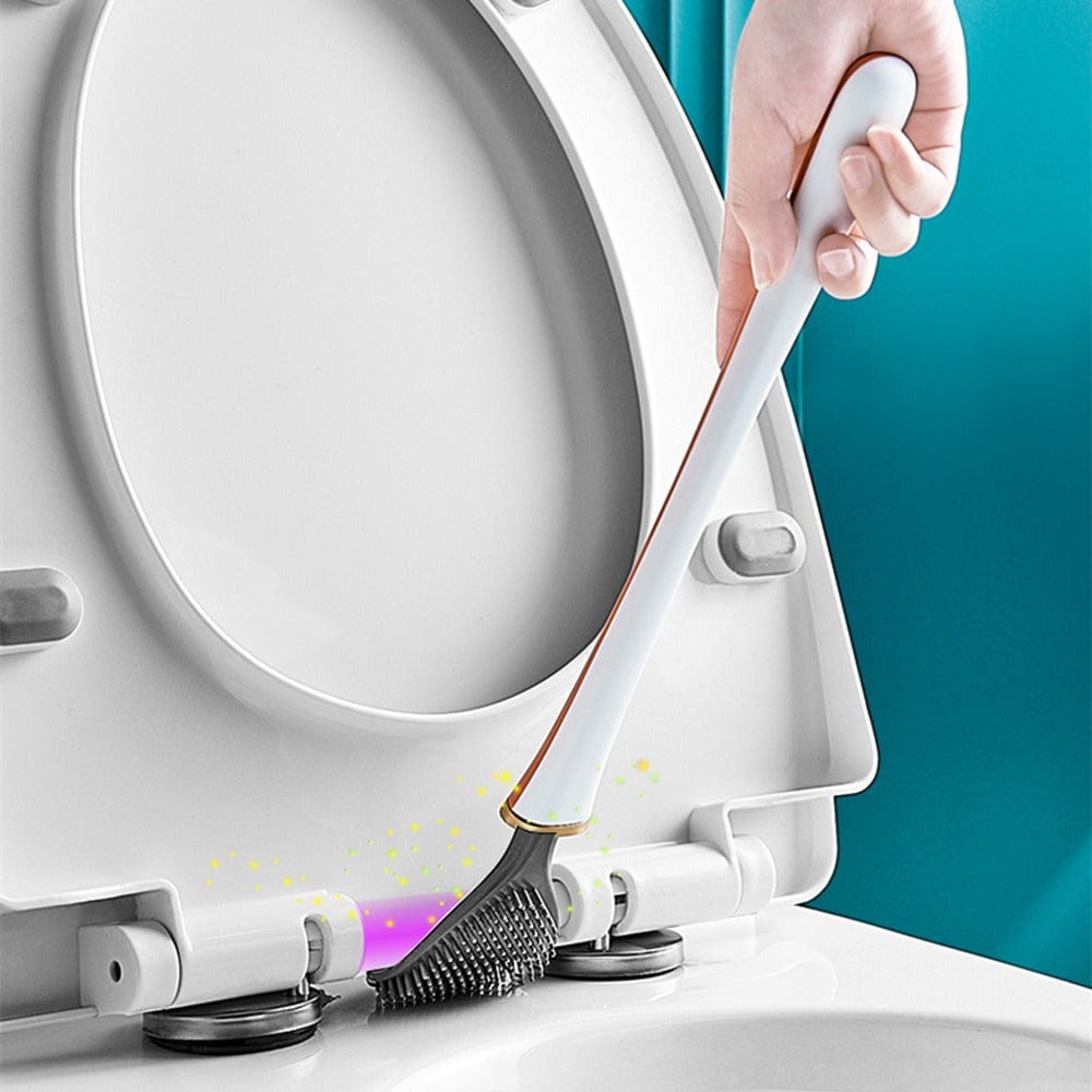 Wall -mounted silicone toilet brush with ergonomic handle