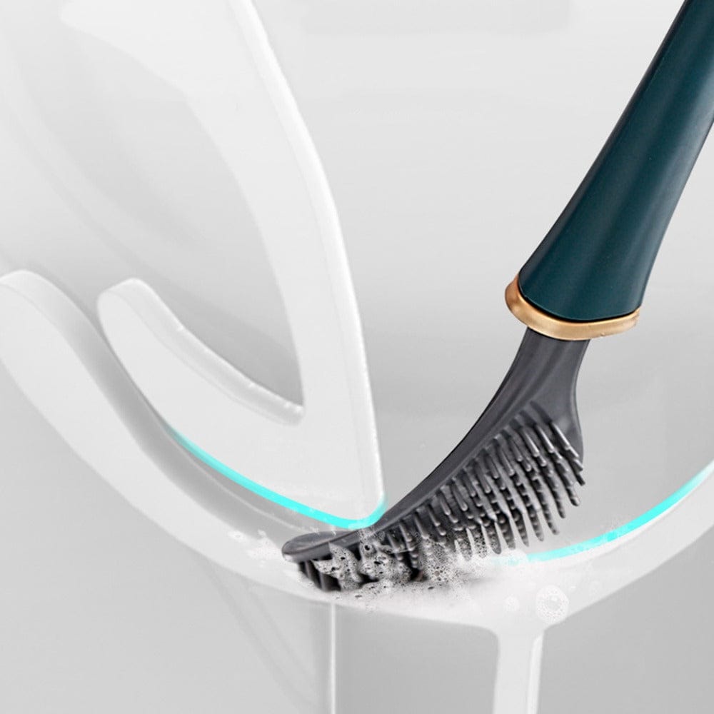Wall -mounted silicone toilet brush with ergonomic handle
