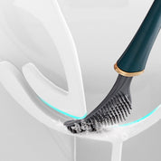 Wall -mounted silicone toilet brush with ergonomic handle