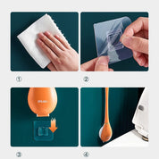 Wall -mounted silicone toilet brush with ergonomic handle