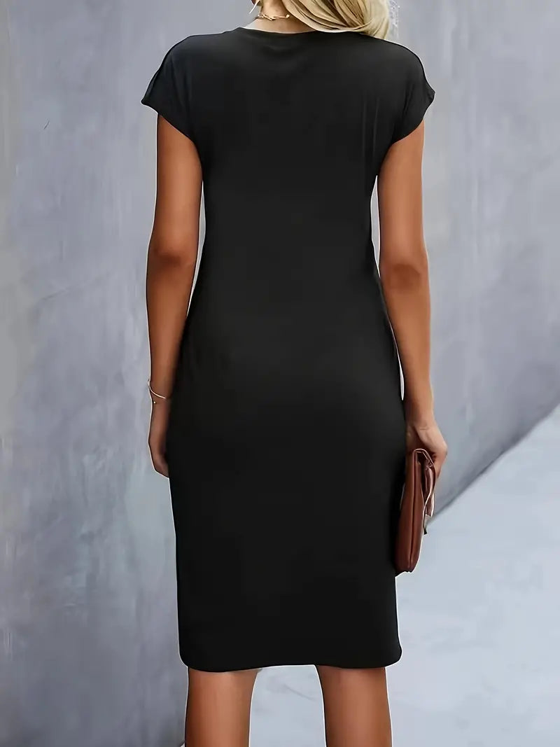 Aria | Flattering Fit Midi Dress with Front Knot Design