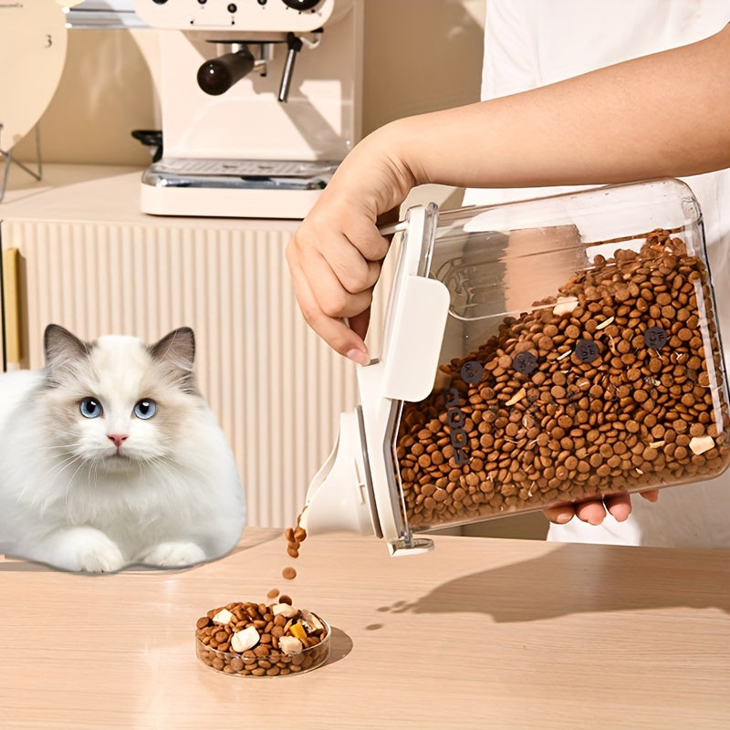 Moisture -resistant pet food container with measuring cup - Freshbite