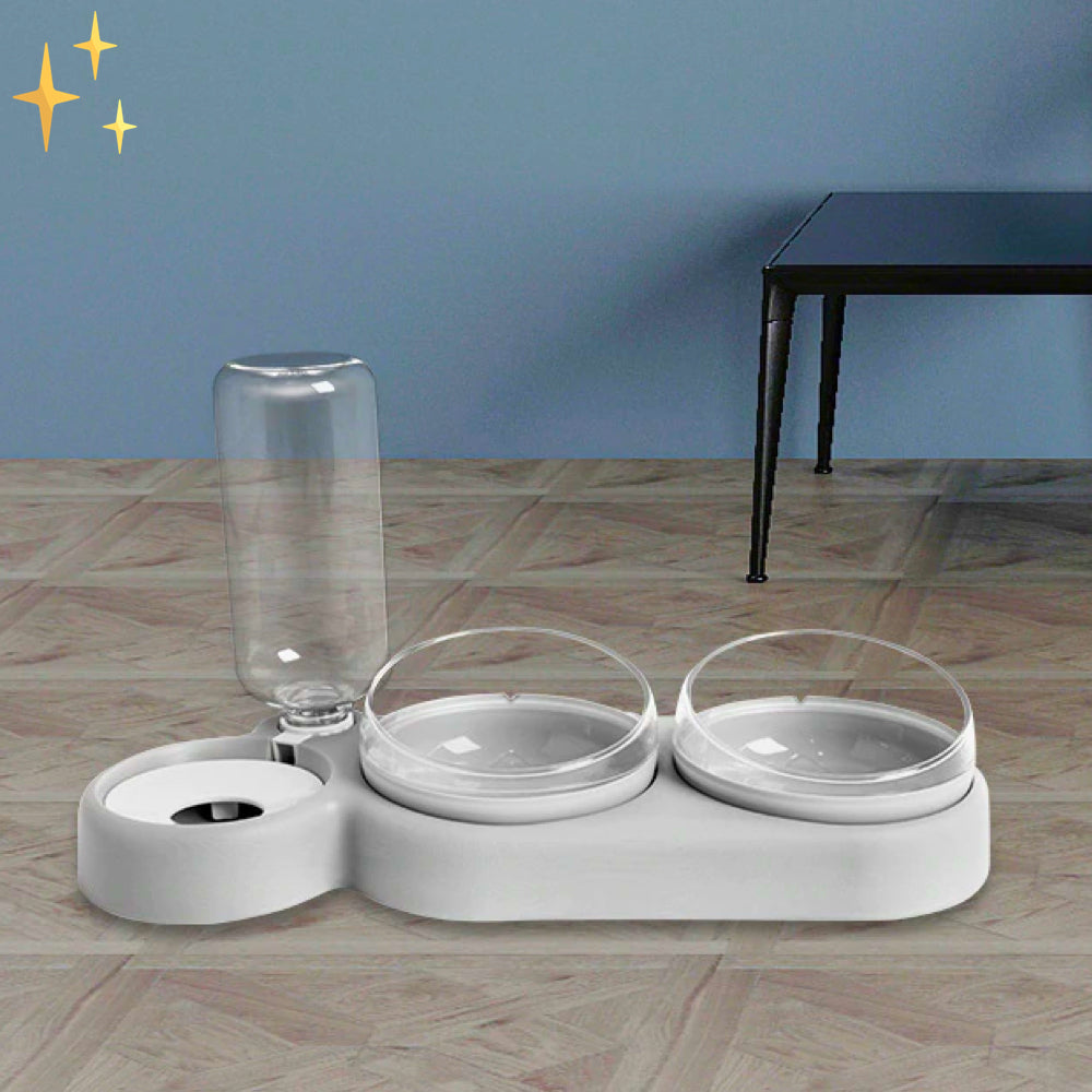 Double food bowl with automatic water filler - HydraFeeder
