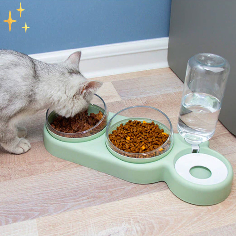 Double food bowl with automatic water filler - HydraFeeder