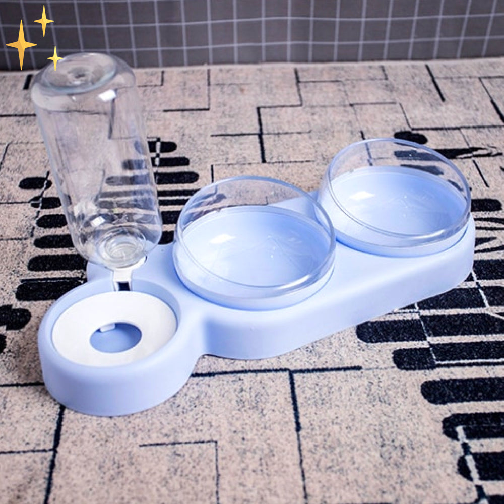 Double food bowl with automatic water filler - HydraFeeder